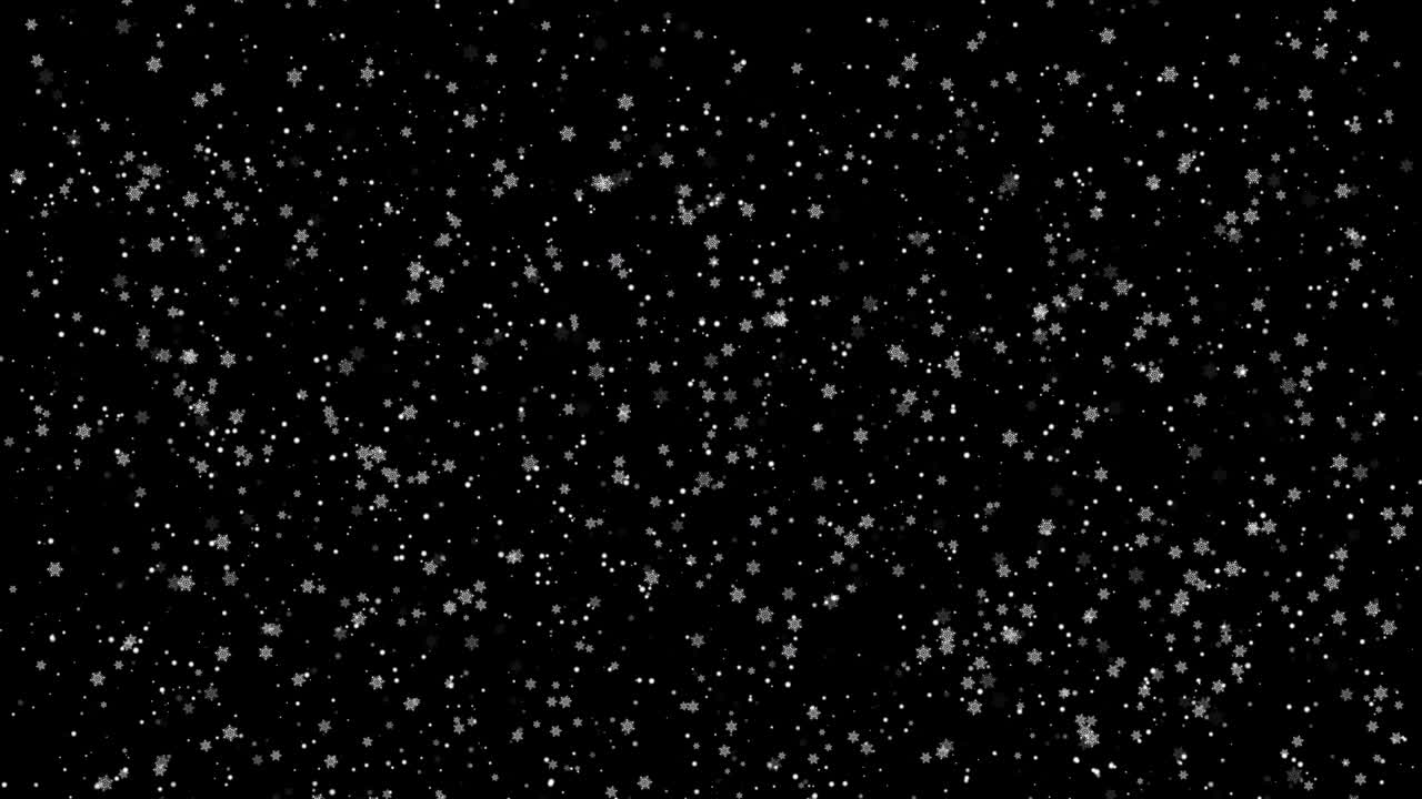 4K Snowflake Animation, Loopable, Black Color Background