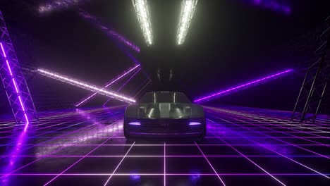 coche futurista en un túnel de neón