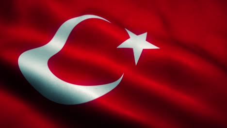 turkish flag waving in the wind. national flag of turkish. sign of turkish seamless loop animation. 4k