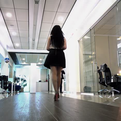 businesswoman going throws paper
