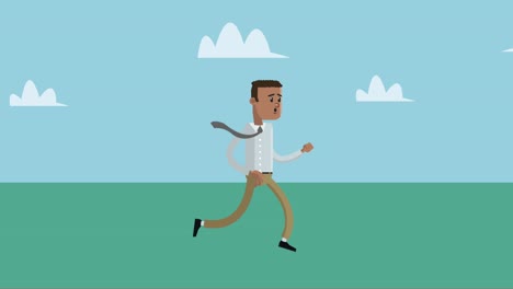 young afro businessman running character