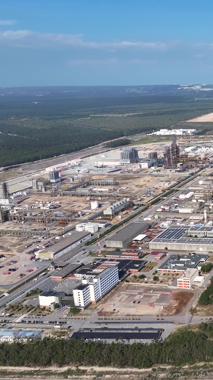 Il complesso della raffineria di petrolio e l'attività dell'industria petrolchimica. Cattura la disposizione dell'infrastruttura energetica e delle operazioni di processo industriale durante il giorno.