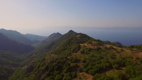 Aerial:-Mountainous-region-of-Lesbos-island,-Greece