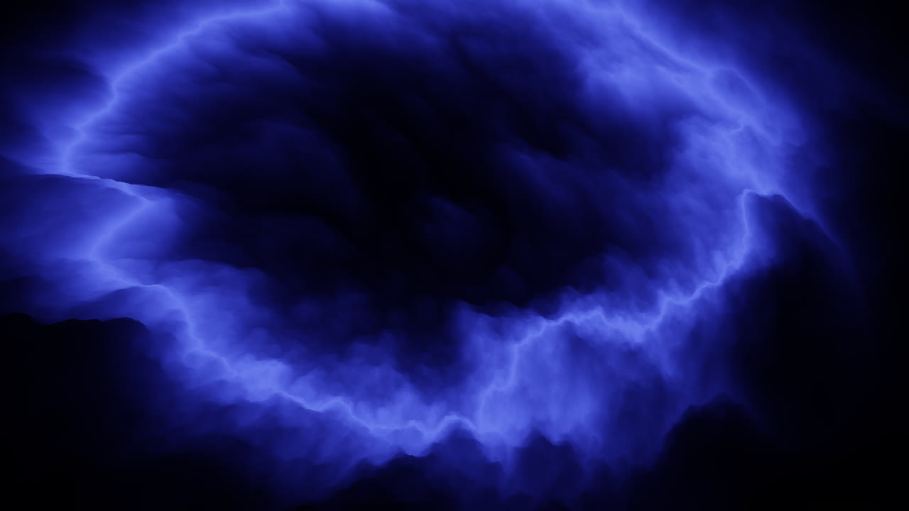 A striking blue lightning bolt comprised of sparkling blue sparks is vividly displayed against a dark backdrop in this minimalist image