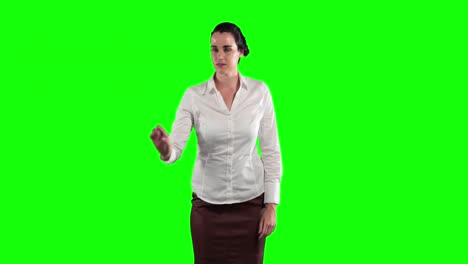 Animation-of-a-Caucasian-woman-in-suit-in-a-green-background