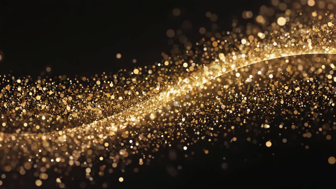 Golden Glittering Particles Waving on a Dark Background | Premium Stock ...
