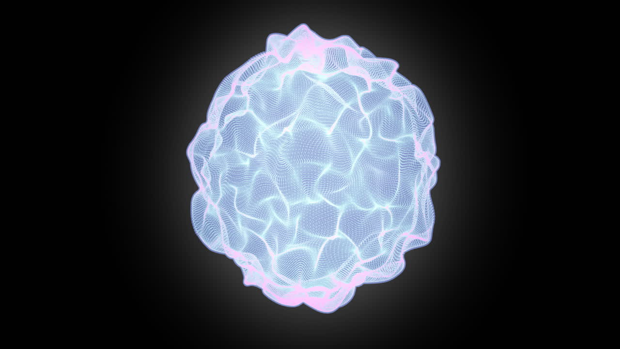 animación de un globo brillante con rastros de luz sobre un fondo negro