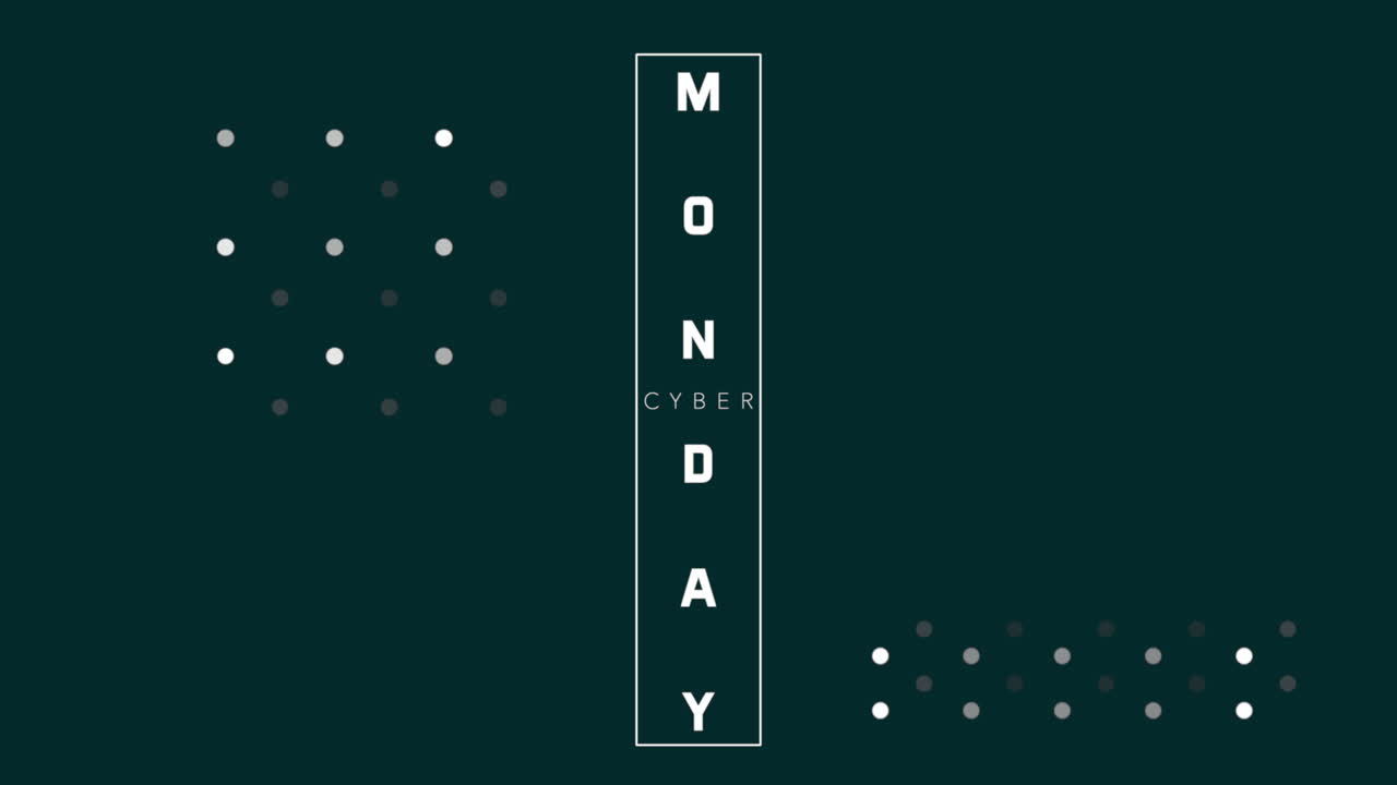 Cyber Monday text with dots pattern on black gradient