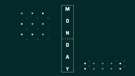 cyber monday text with dots pattern on black gradient