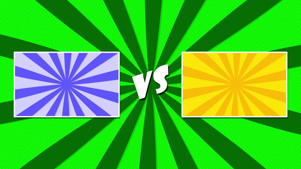 Animated Pop Art Versus Screen with Radial Burst Background