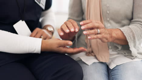 nurse, cancer and patient for support with trust