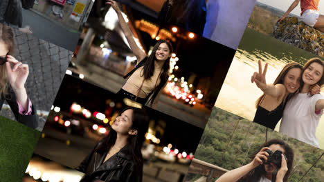 stylish women in urban settings at night