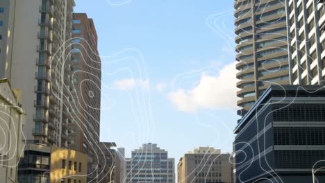 composición digital de la topografía contra edificios altos en el fondo