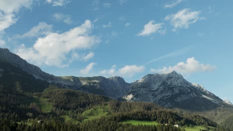 wilder kaiser mountains, revealed from drone. tyrol, austria