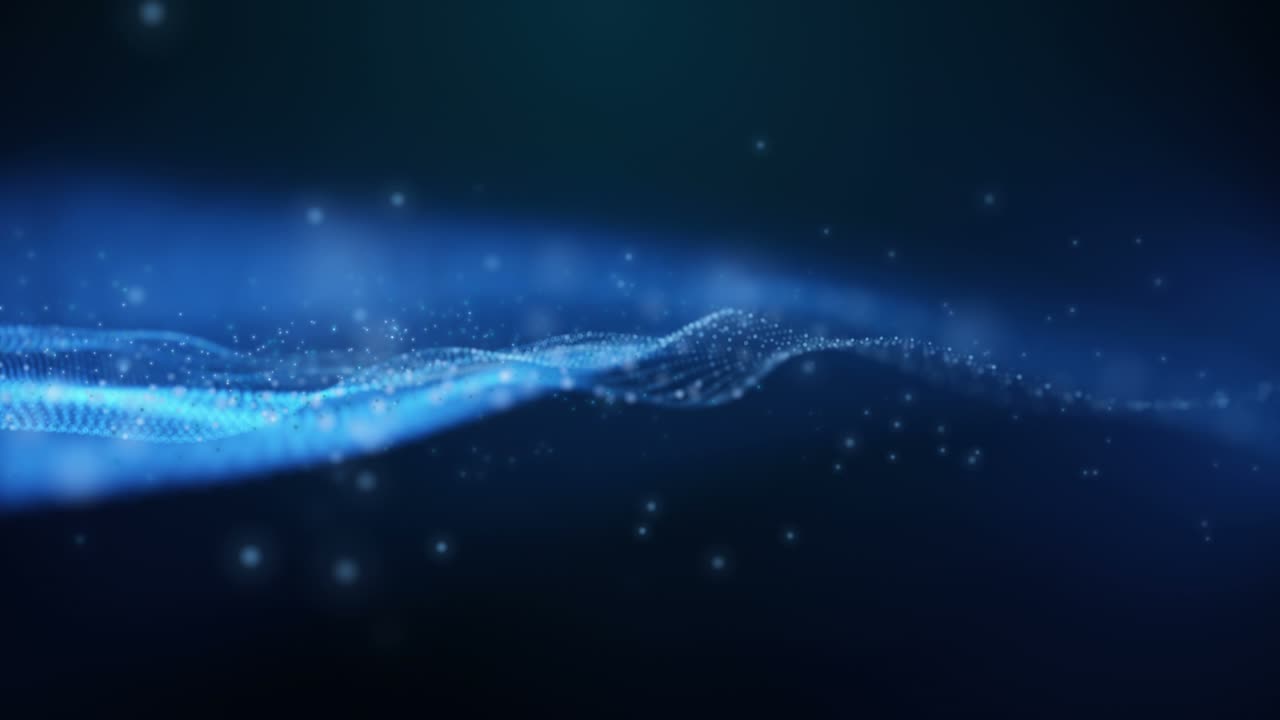 Futuristic animation with particle wave object in slow motion, 4096x2304 loop 4K