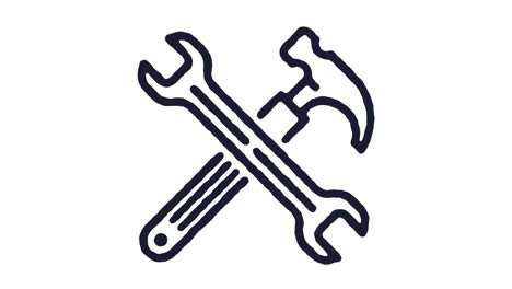 hammer & wrench icon animation footage & alpha channel