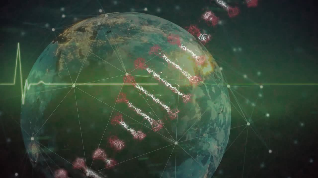 dna 오버 스트랜드 심박수 모니터와 글로브의 애니메이션