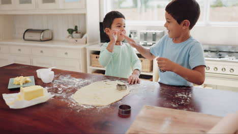 Kid,-together-and-bake-with-high-five-in-kitchen