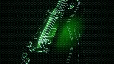 electric guitar in the hologram with bright lights