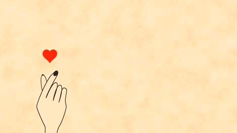 íconos de corazones abstractos que fluyen desde los dedos chasquidos