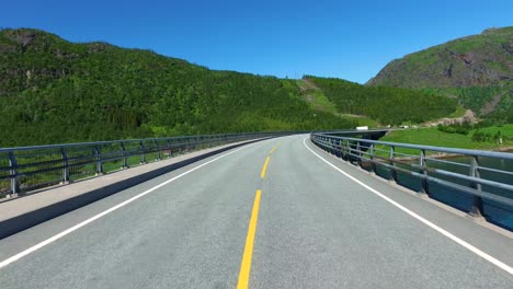 driving a car on a road in norway