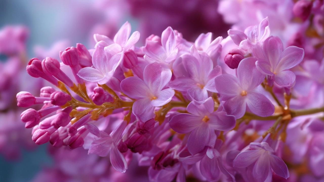 Tampilan Dekat Bunga Lilac Indah yang Tertangkap dalam Dua Bingkai, Menampilkan Kelopak Halus dan Warna Cerahnya dalam Suasana Alam yang Tenang