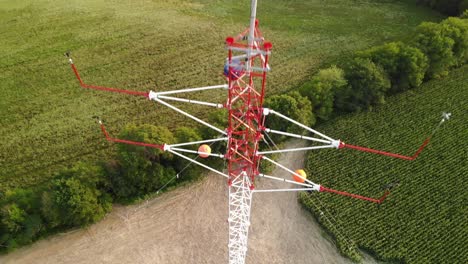 descending drone shot of a eddy covariance tower maine united state of america