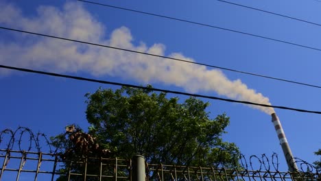 smoke rising from factory chimneys contributes to air pollution