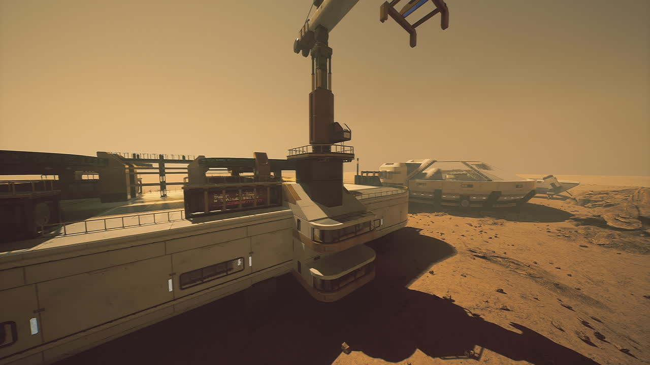 Exploration base on mars with advanced structures and equipment