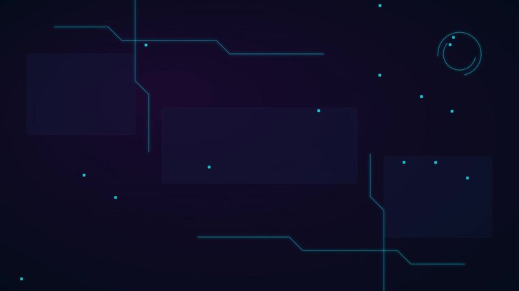 Sfondo Astratto di Interfaccia Digitale con Linee Blu Luminose e Forme Geometriche