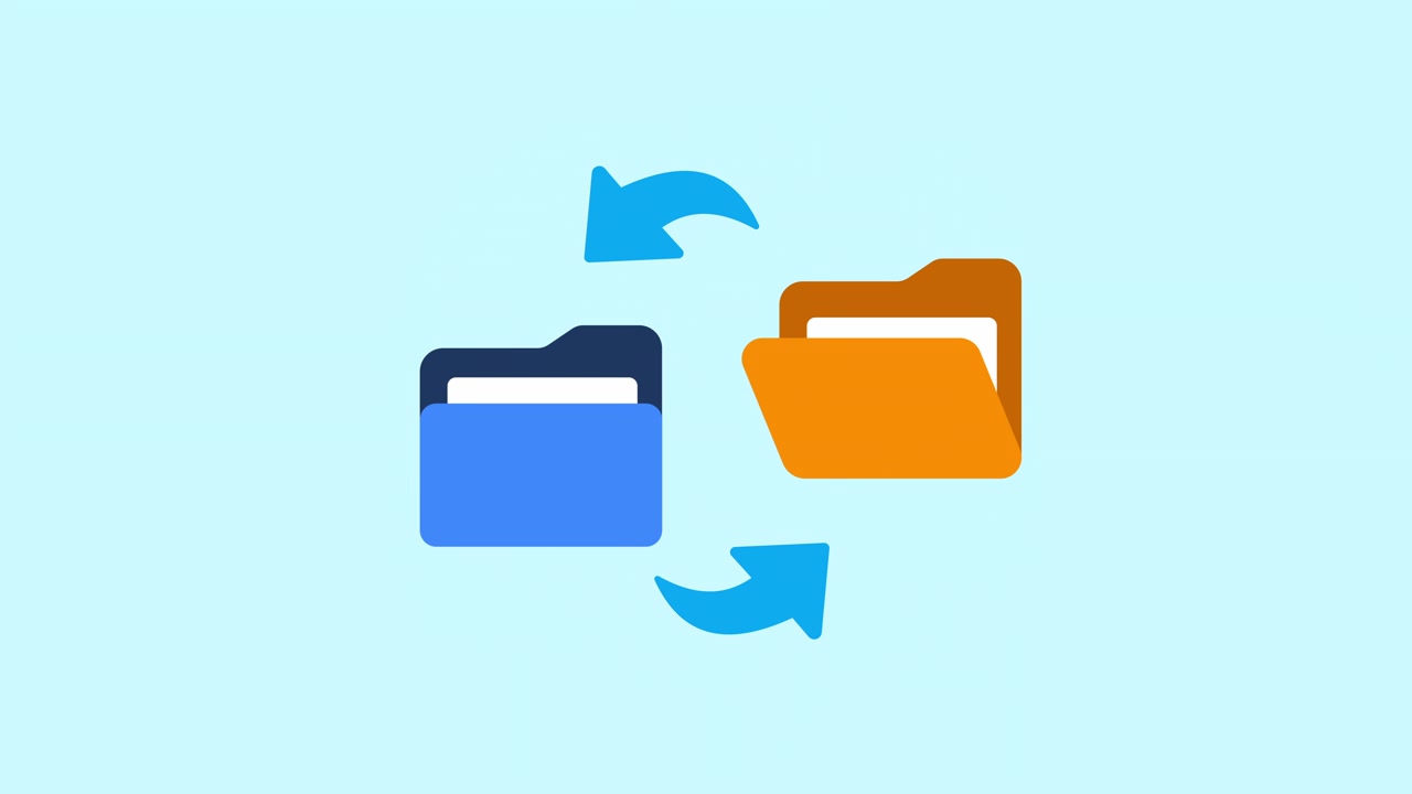 Animated Folders Rotating with Sync Arrows