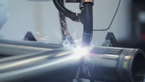 precision welding process emphasizing interactive techniques for seamless metal joining in a controlled environment featuring sparks and heat