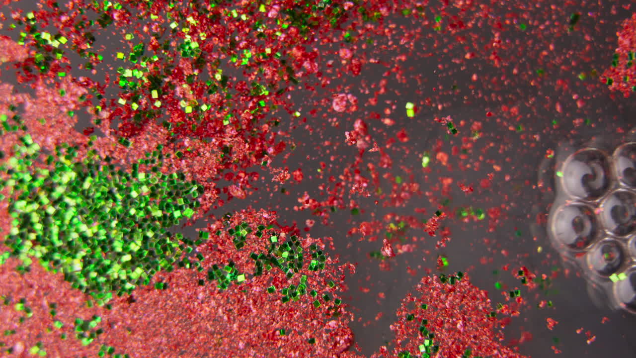 Red and Green Glitter Bubbles in Resin