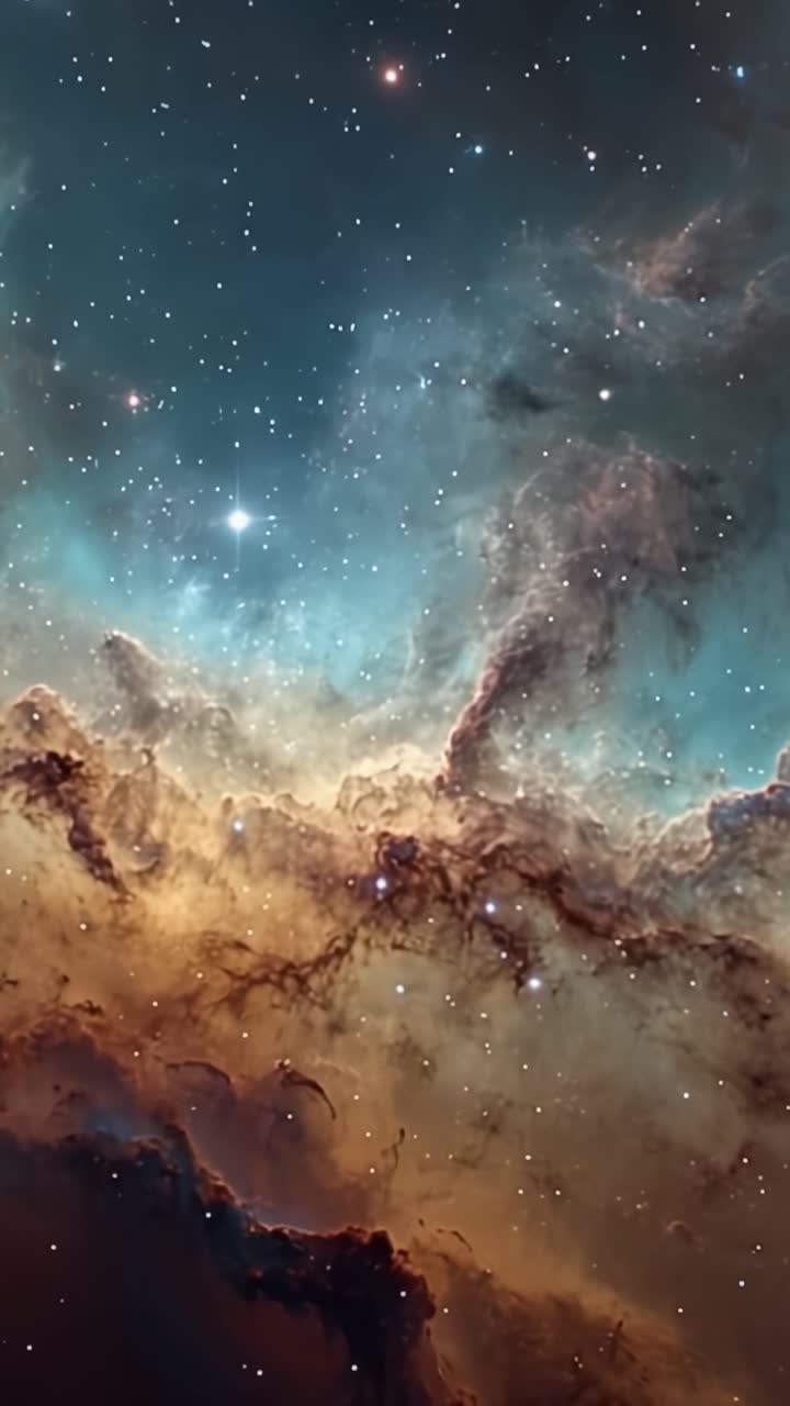 Stunning Cosmic Landscape Showcasing a Nebula Illuminated by Distant Stars and Colorful Gas Clouds, Providing a Glimpse into the Vastness of Outer Space