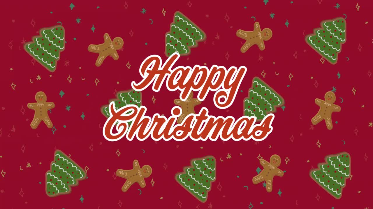 쿠키 위에 해피 크리스마스 텍스트의 애니메이션