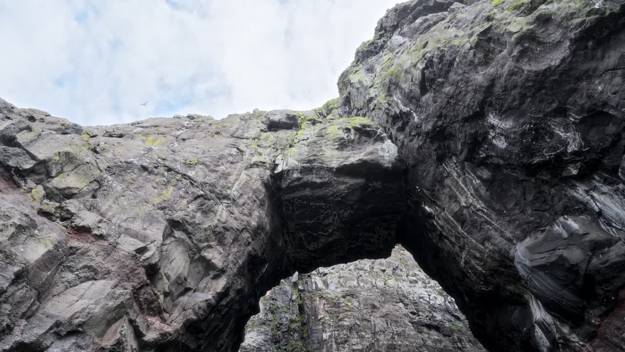 A breathtaking natural rock arch in Faroe Islands, evoking wonder and solitude
