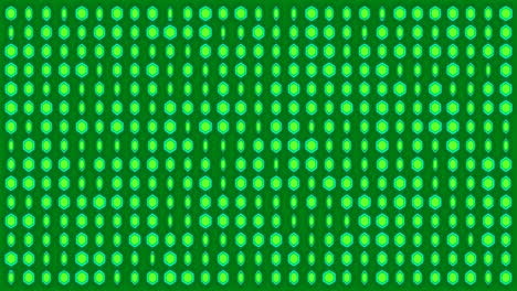animation of rows of flickering green discs on green background