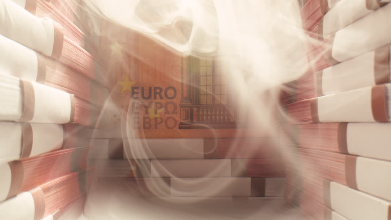 Agente di polizia specializzato che conta banconote in dollari in laboratorio forense, immagine concettuale. Filmato 4K di alta qualità