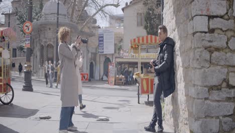 couple taking photo in istanbul street