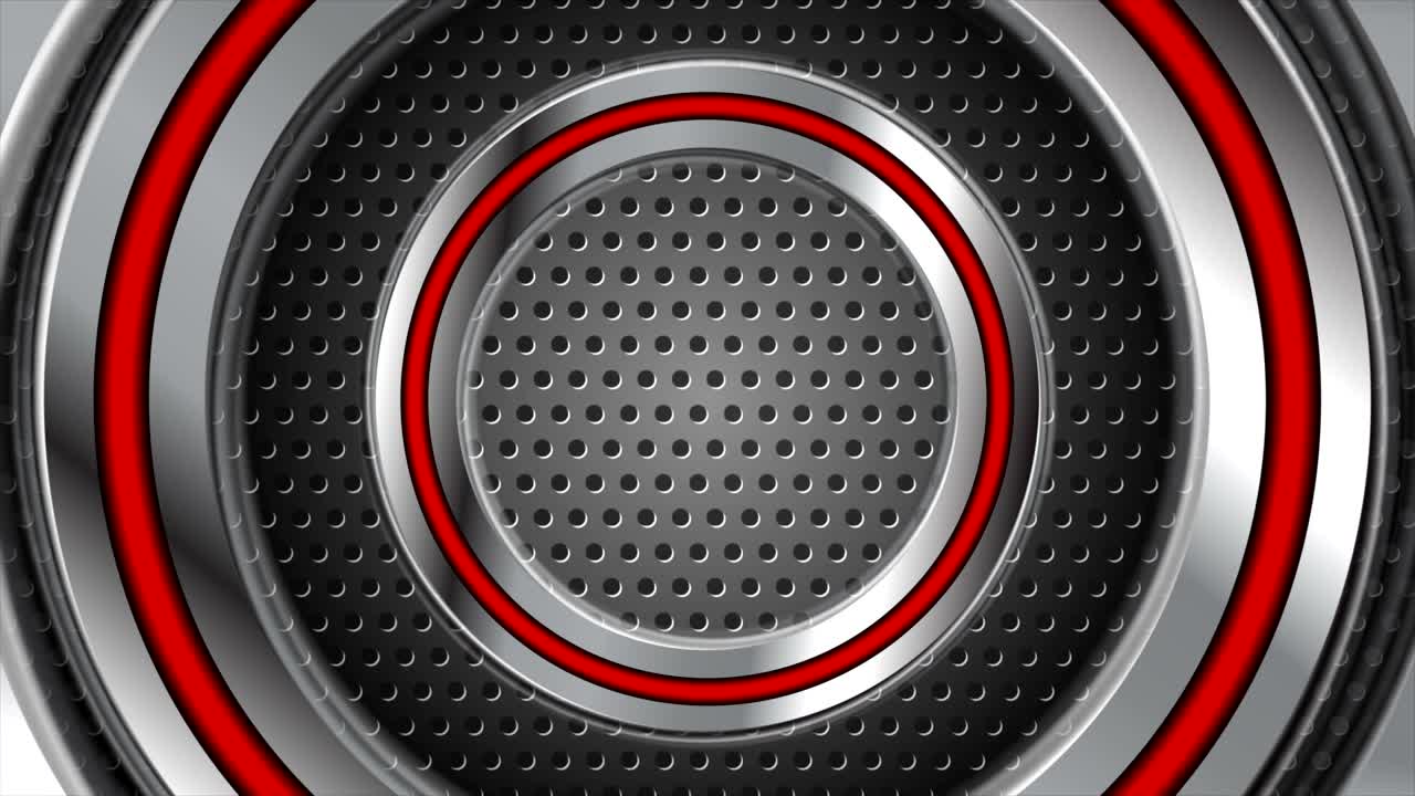 Red and steel metallic technology circles abstract video animation