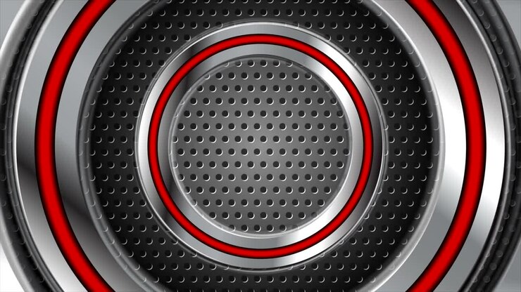 Red and steel metallic technology circles abstract video animation