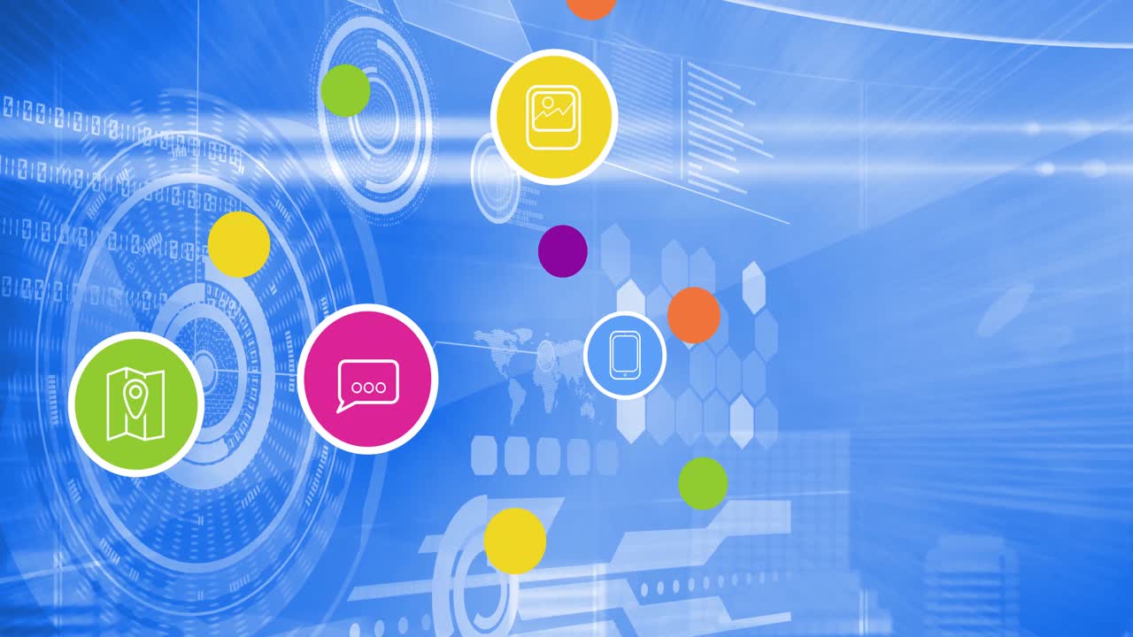 백그라운드에서 데이터 처리를 통해 디지털 아이콘의 애니메이션