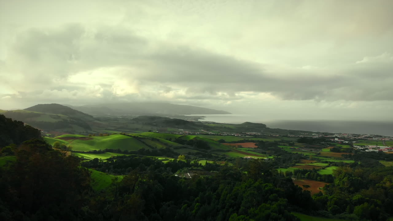 Azores Beautiful Rainy Panoramic Landscape