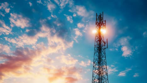 telecommunications tower at sunset
