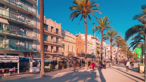 spain sitges tourist city walking bay road 4k time lapse