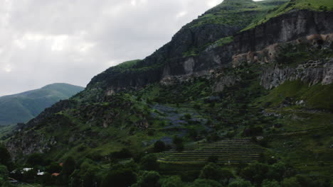 erusheti mountain, revealing kura river, vardzia georgia, pan shot