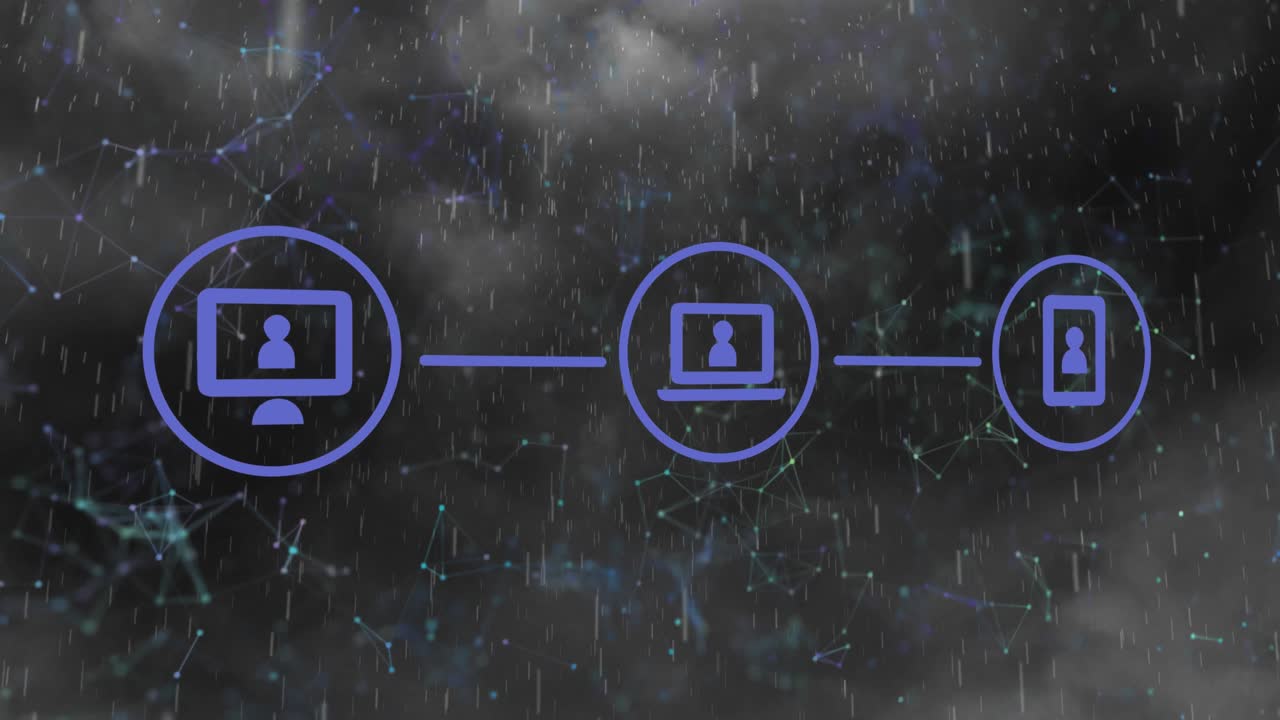 animación de formas que se mueven sobre los iconos de los medios