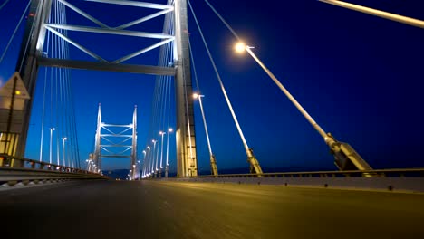 new stylish expressway western speed diameter in st. petersburg at night