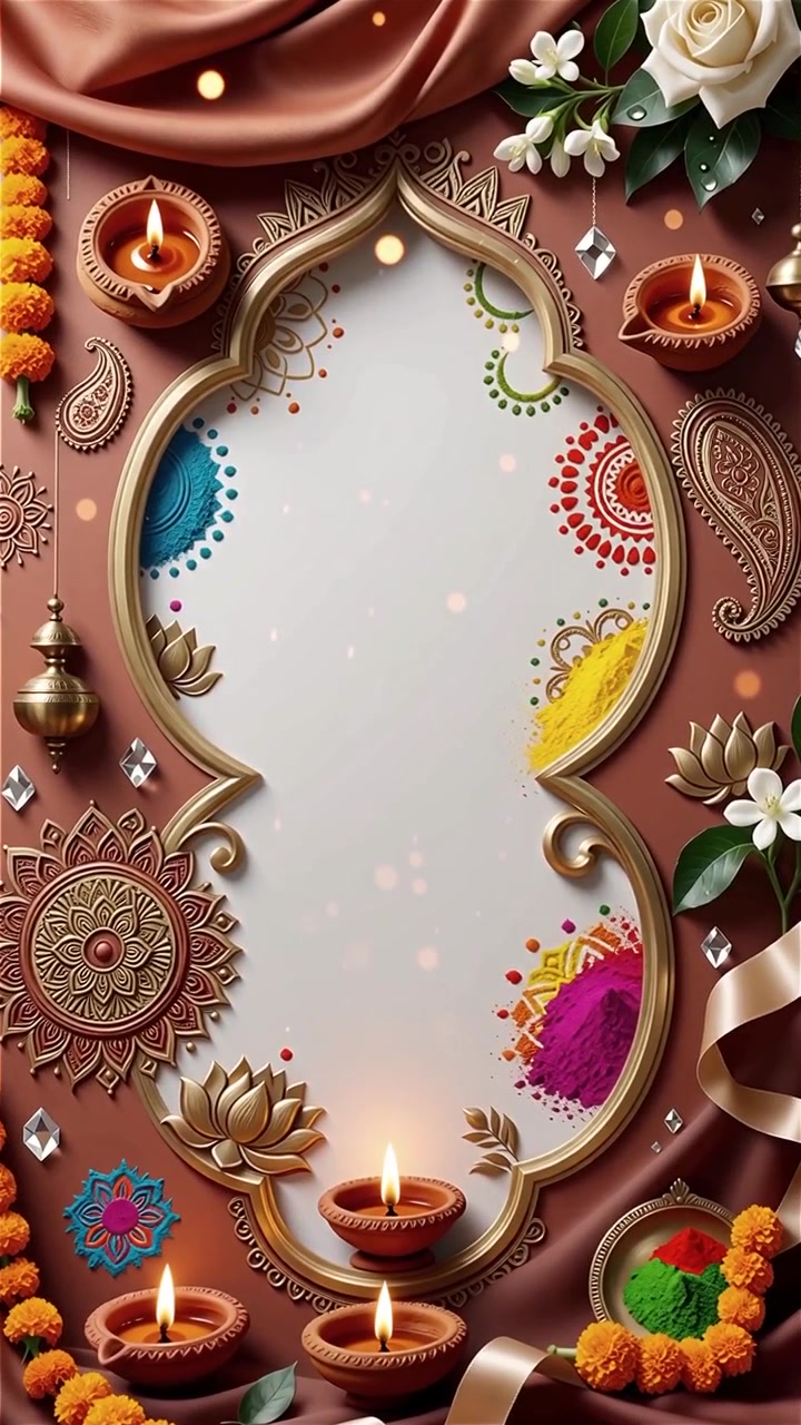Sfondo del Festival Diwali con lanterne e decorazioni tradizionali Diyas.