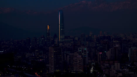 Providencia-Silueta-Noche-Transición-Lapso-De-Tiempo-Santiago-De-Chile